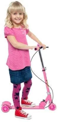 JOYESTA Kick Scooter for Kids 3 Wheeler Foldable Kick Skating Cycle with Brake and Bell, LED on Wheels and Height Adjustable for Boys and Girls for 3-7 Years (Pink)