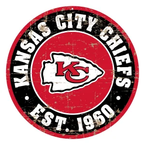 Kansas City Chiefs 22" Round PVC Distressed Logo Wall Sign