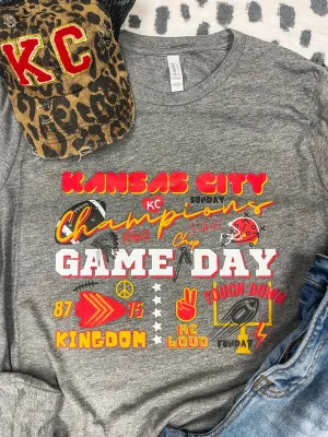 Kansas City Words & Icons Grey Graphic Tee