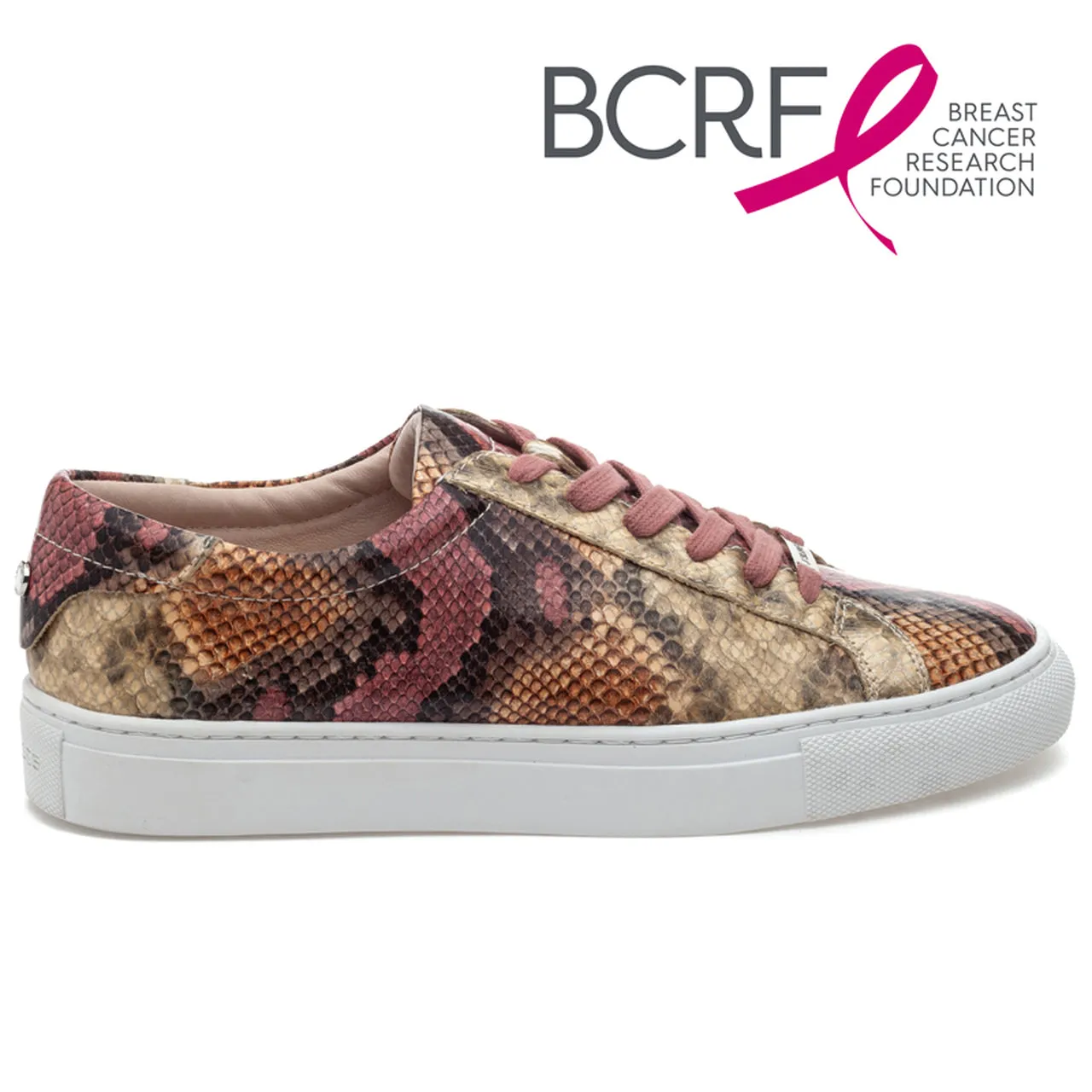 Lacee pink multi snake print lace-up sneakers