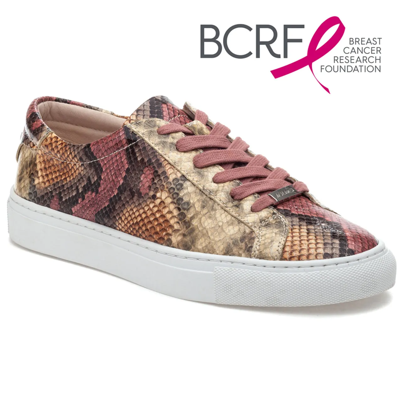 Lacee pink multi snake print lace-up sneakers