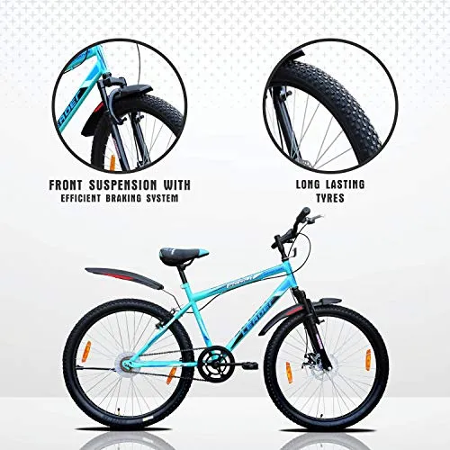 Leader Men's Single Speed with Front Suspension and Front Disc Brake Without Gear Scout MTB 26T Mountain Bicycle (Sea Green & Black, Above 10 Years, 18", 26")