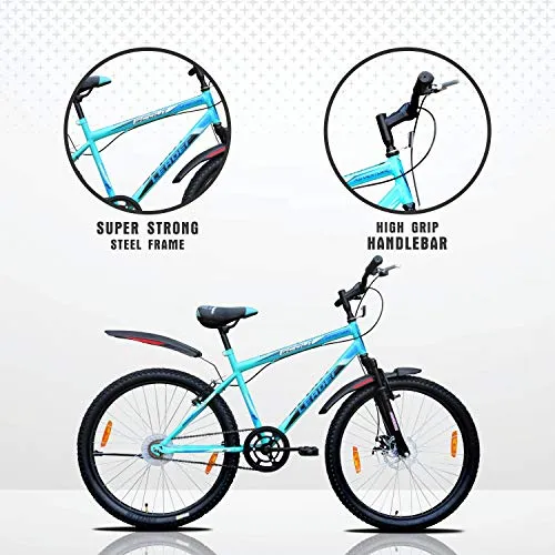 Leader Men's Single Speed with Front Suspension and Front Disc Brake Without Gear Scout MTB 26T Mountain Bicycle (Sea Green & Black, Above 10 Years, 18", 26")