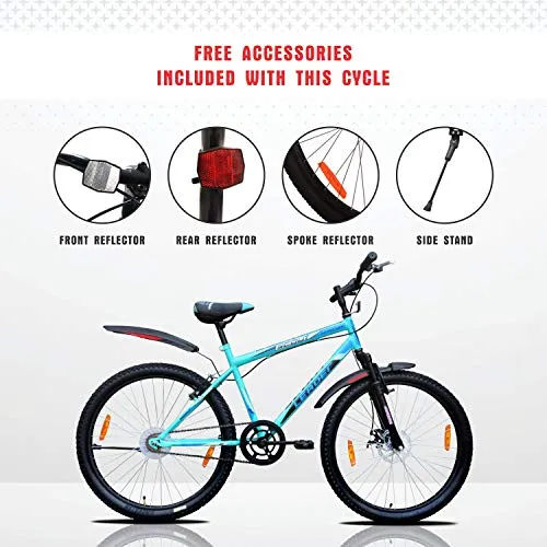 Leader Men's Single Speed with Front Suspension and Front Disc Brake Without Gear Scout MTB 26T Mountain Bicycle (Sea Green & Black, Above 10 Years, 18", 26")