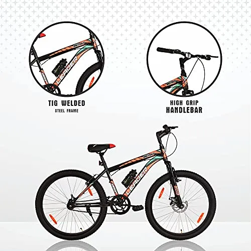Leader Single Speed Beast MTB 26T Hybrid Mountain Bicycle with Front Suspension and Disc Brake and Without Gear for Men (Matt Black, 10   Years)