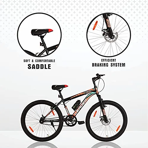 Leader Single Speed Beast MTB 26T Hybrid Mountain Bicycle with Front Suspension and Disc Brake and Without Gear for Men (Matt Black, 10   Years)