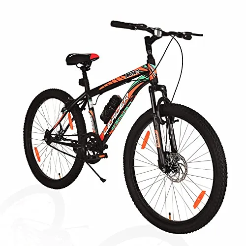 Leader Single Speed Beast MTB 26T Hybrid Mountain Bicycle with Front Suspension and Disc Brake and Without Gear for Men (Matt Black, 10   Years)