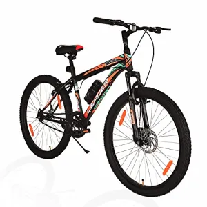 Leader Single Speed Beast MTB 26T Hybrid Mountain Bicycle with Front Suspension and Disc Brake and Without Gear for Men (Matt Black, 10   Years)