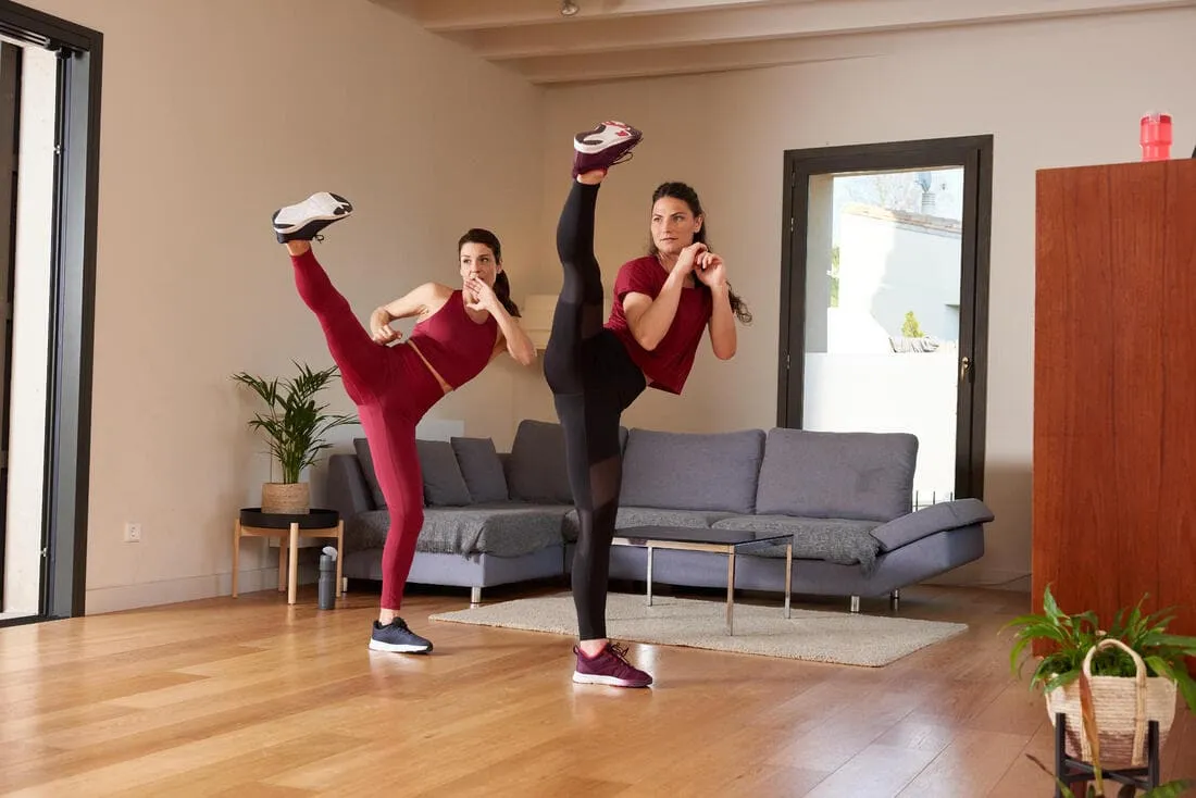 Legging fitness cardio bimatière taille haute femme, noir