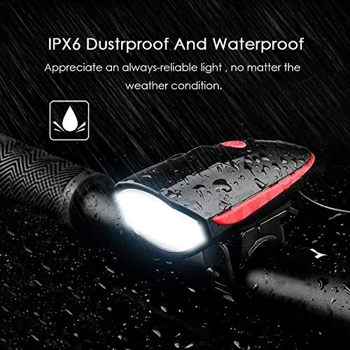 Lista Rechargeable Bike Horn And Light 140 DB with Super Bright 250 Lumen Light 3 Modes