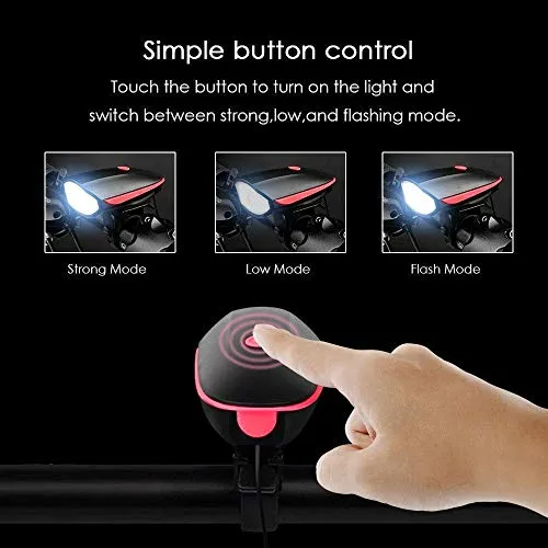 Lista Rechargeable Bike Horn And Light 140 DB with Super Bright 250 Lumen Light 3 Modes