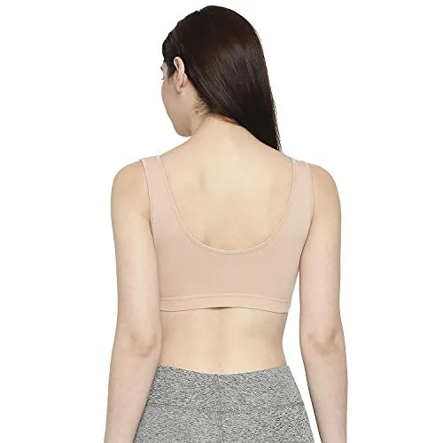 Longies Women Regular Fit Sports Bra (LGSBPO3001_Large_Beige,Black,Blue)