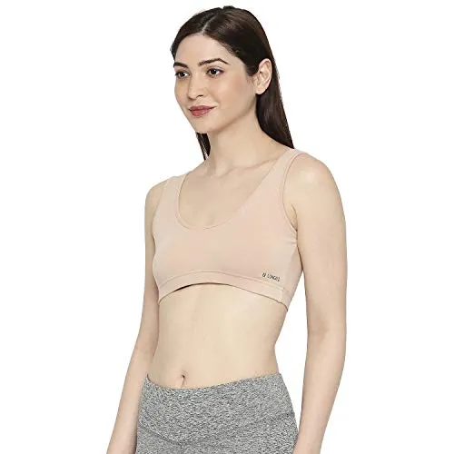 Longies Women Regular Fit Sports Bra (LGSBPO3001_Large_Beige,Black,Blue)