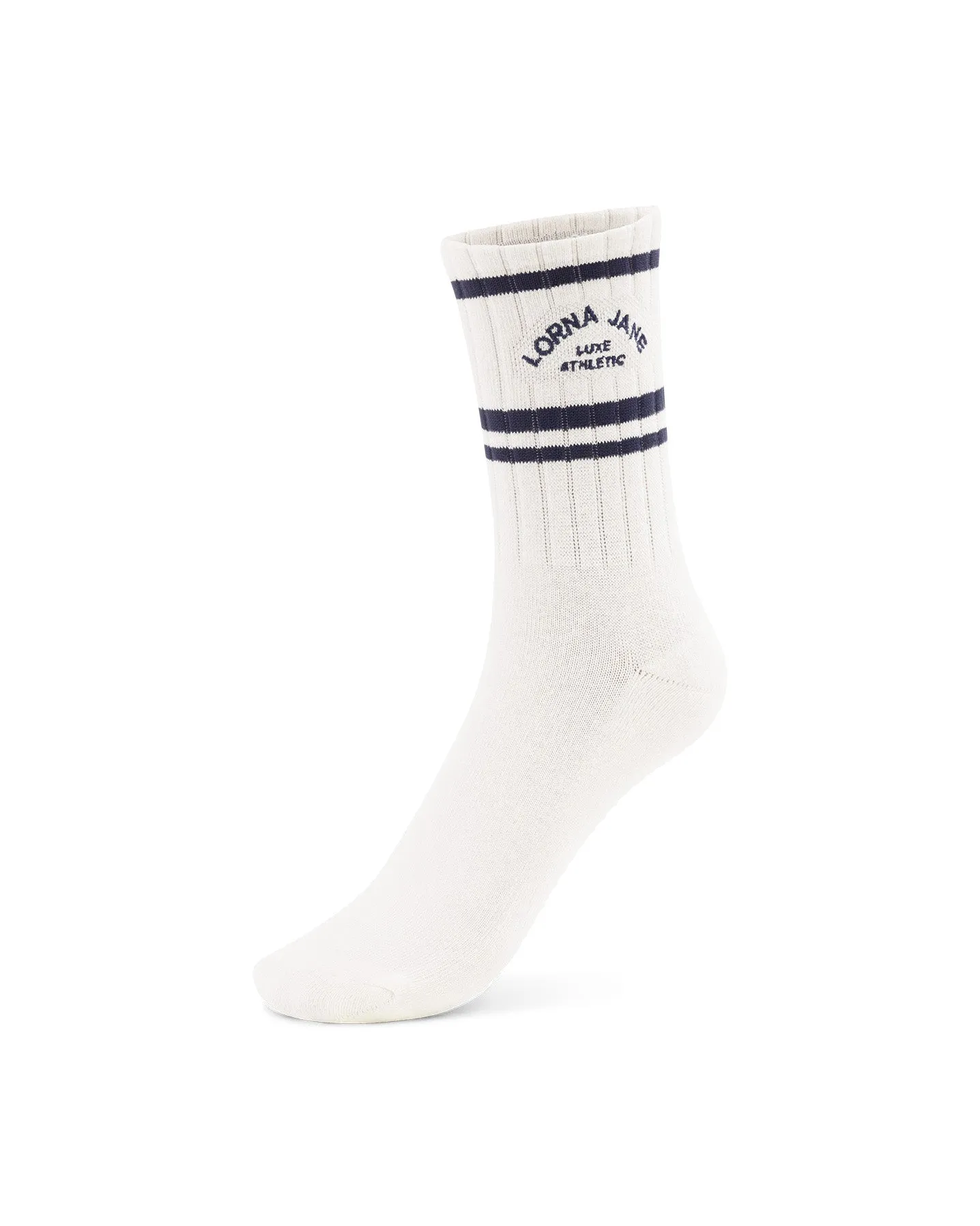 Lorna Jane Lotus Crew Socks - Porcelain/Blue