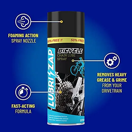 Lubrizap Bicycle Chain Premium lube Spray Enhanced Bicycle Performance wear Resistant Accessory Improve Chain Life and Performance 225 ml Pack of 1