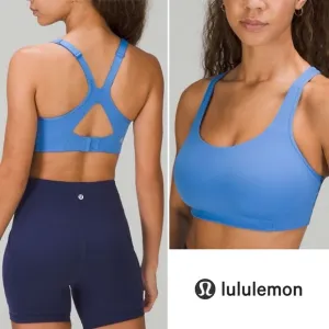 Lululemon All Powered Up Lightly Padded Medium Impact Sports Bra Blue 32DD EUC