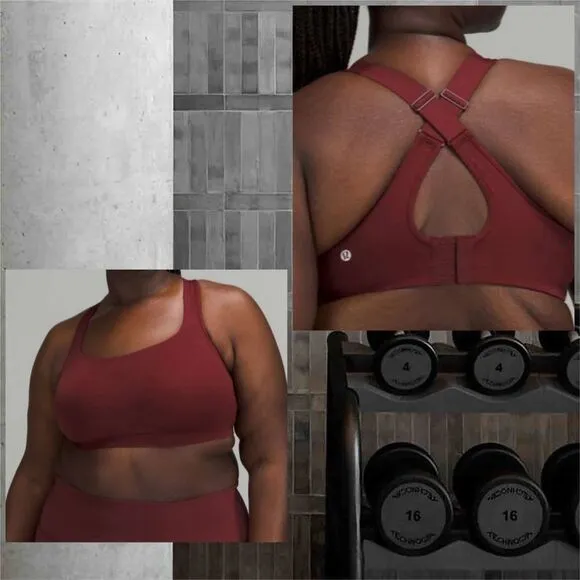 Lululemon All Powered Up Bra‎ 40DD Medium Support Red Merlot sports bra NWT