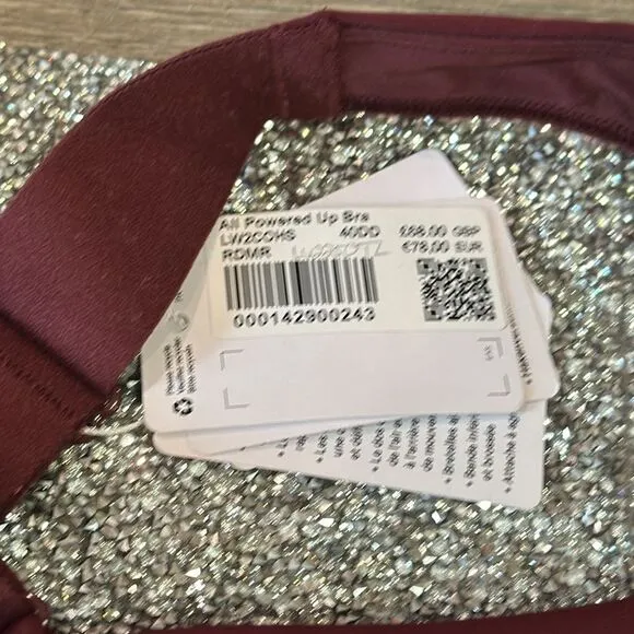Lululemon All Powered Up Bra‎ 40DD Medium Support Red Merlot sports bra NWT