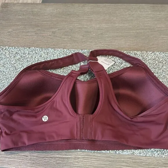 Lululemon All Powered Up Bra‎ 40DD Medium Support Red Merlot sports bra NWT