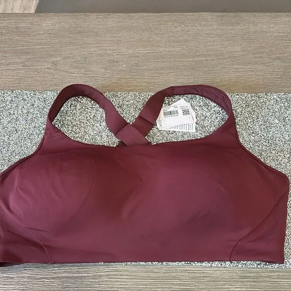 Lululemon All Powered Up Bra‎ 40DD Medium Support Red Merlot sports bra NWT