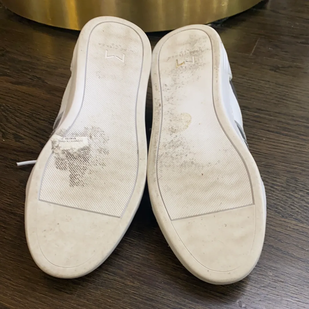 Marc Fisher Ltd Silver and White Leather Sneakers