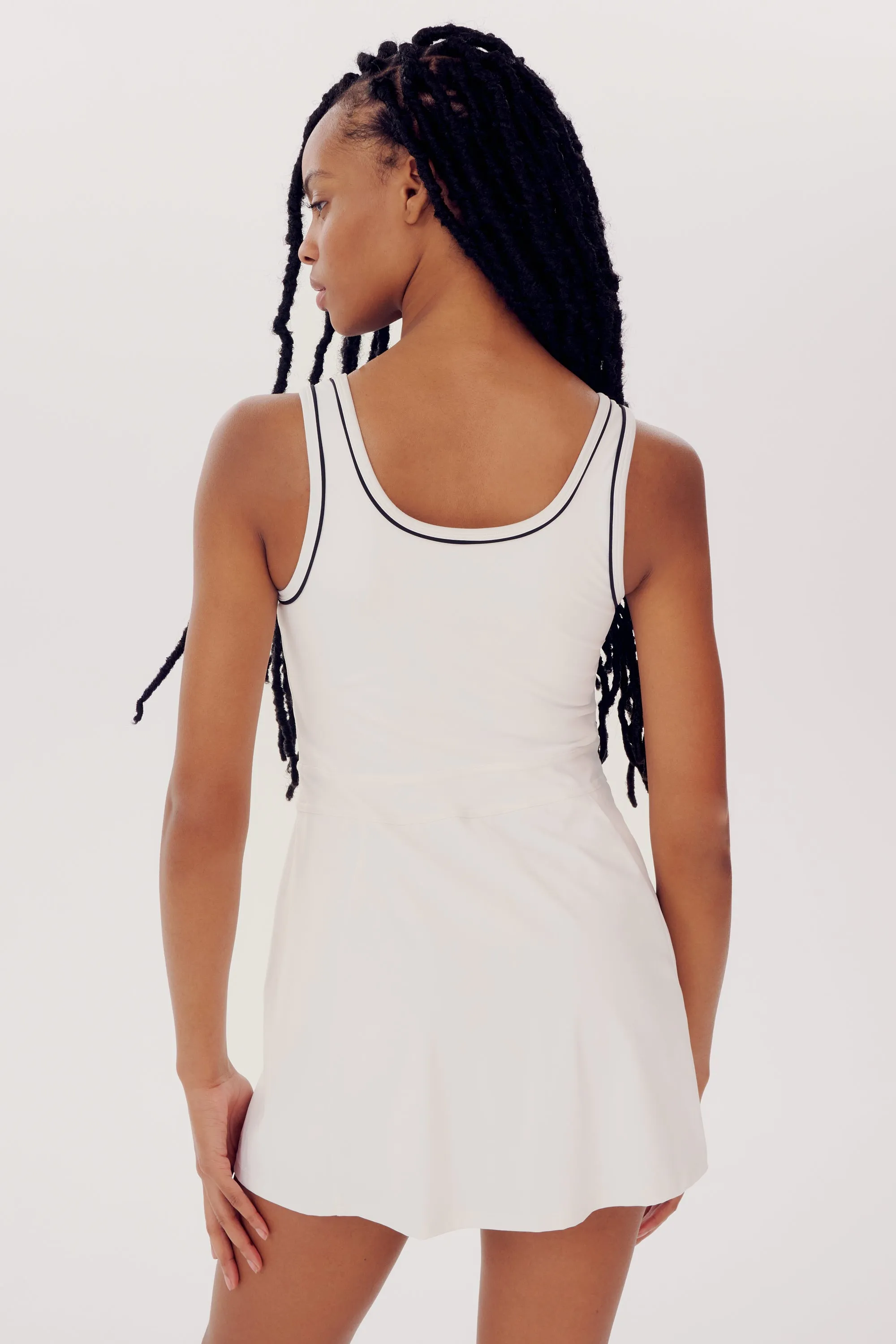 Martina Rigor Dress w/Piping - White