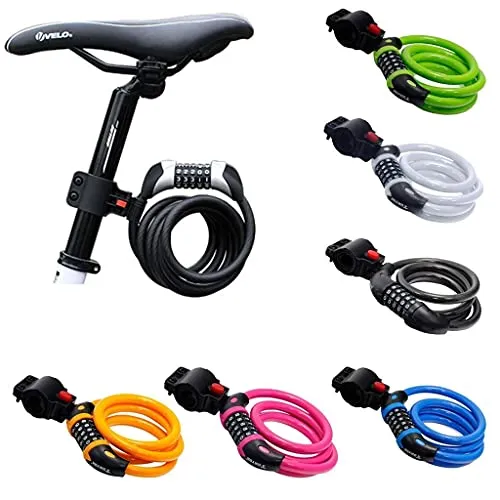 Mayan Cobra Cycle Cable Lock, Helmet Lock, Self Coiling 5 Digit Resettable Number Combination Cable Bike Locks, 4 Feet x 1/2 Inch