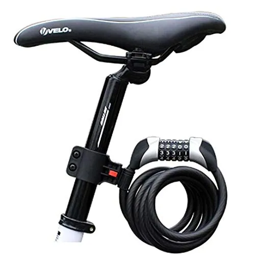 Mayan Cobra Cycle Cable Lock, Helmet Lock, Self Coiling 5 Digit Resettable Number Combination Cable Bike Locks, 4 Feet x 1/2 Inch