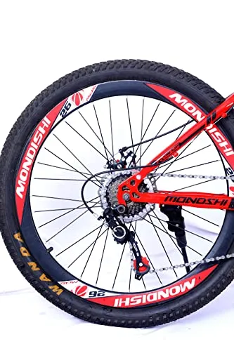 MDS Unlimited CYCLES ROADY 26 inches 21 Shimano Gear Dual Suspension 18 Inches Steel Frame Double Disc Brake Foldable MTB Mountain Bike Cycle for Unisex (Black Red )