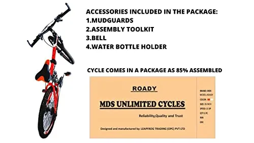 MDS Unlimited CYCLES ROADY 26 inches 21 Shimano Gear Dual Suspension 18 Inches Steel Frame Double Disc Brake Foldable MTB Mountain Bike Cycle for Unisex (Black Red )