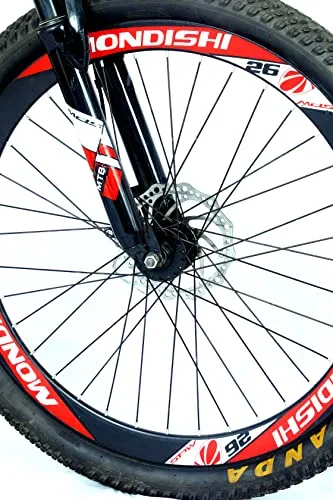 MDS Unlimited CYCLES ROADY 26 inches 21 Shimano Gear Dual Suspension 18 Inches Steel Frame Double Disc Brake Foldable MTB Mountain Bike Cycle for Unisex (Black Red )