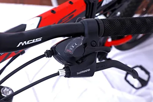 MDS Unlimited CYCLES ROADY 26 inches 21 Shimano Gear Dual Suspension 18 Inches Steel Frame Double Disc Brake Foldable MTB Mountain Bike Cycle for Unisex (Black Red )
