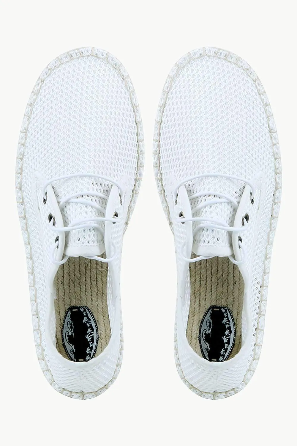 Men's White Mesh Lace-Up Basque Espadrilles