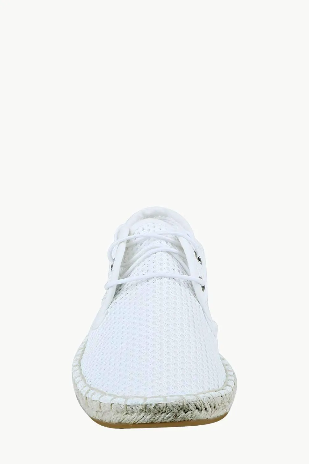 Men's White Mesh Lace-Up Basque Espadrilles