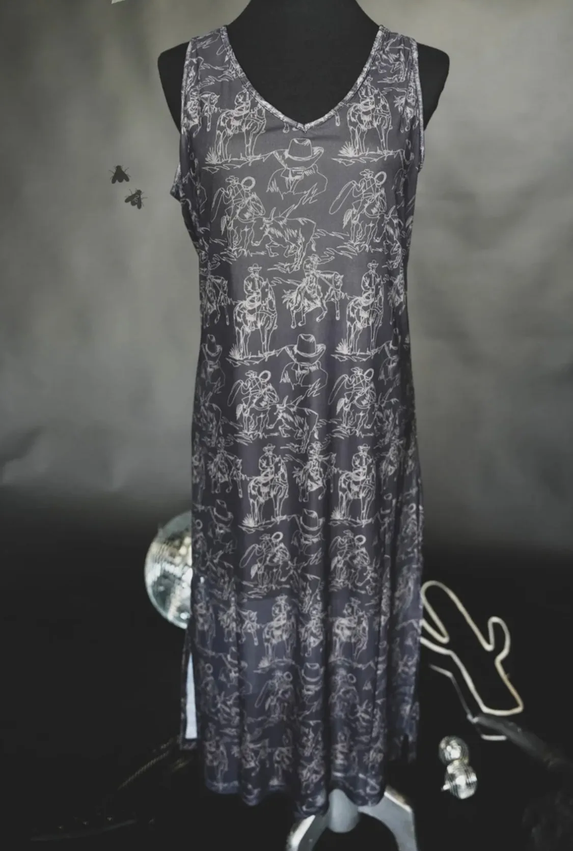 Mesh cowboy maxi dress