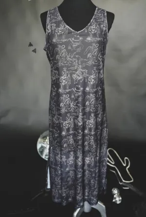 Mesh cowboy maxi dress
