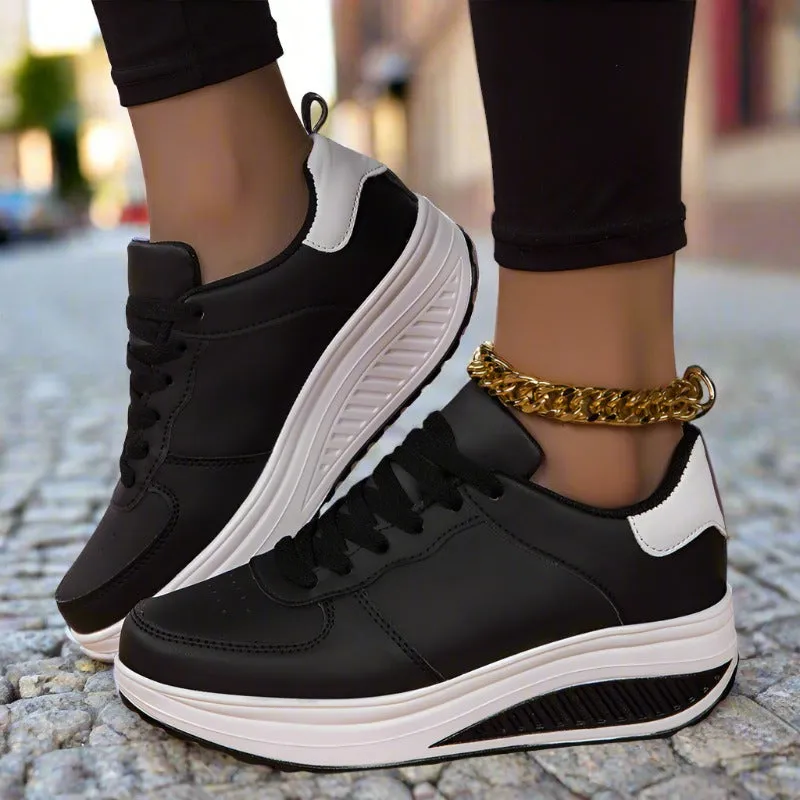 Metallic Platform Wedge Sneakers