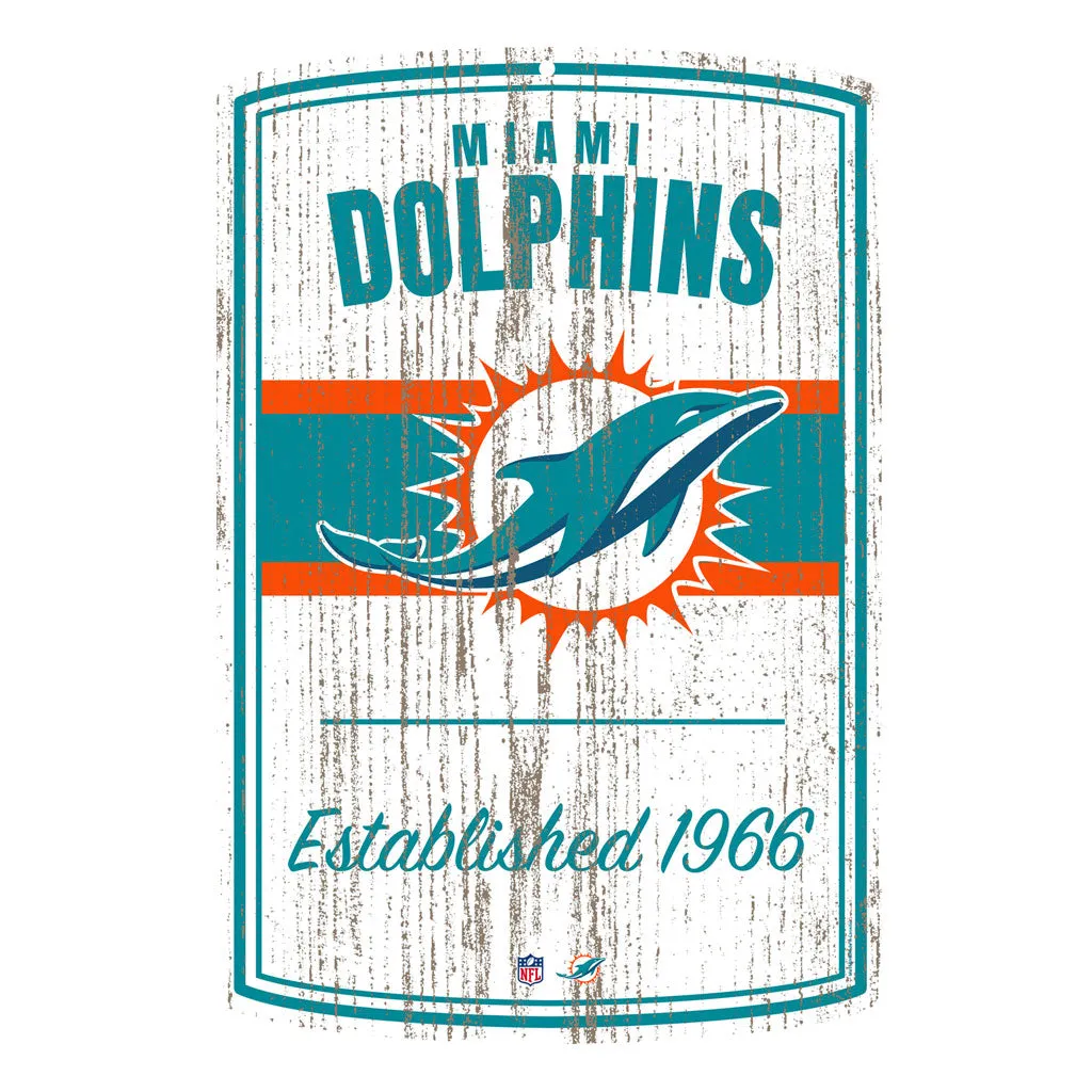 Miami Dolphins Wall Signs - 16" x 23" 2 pack Established Faux Wood