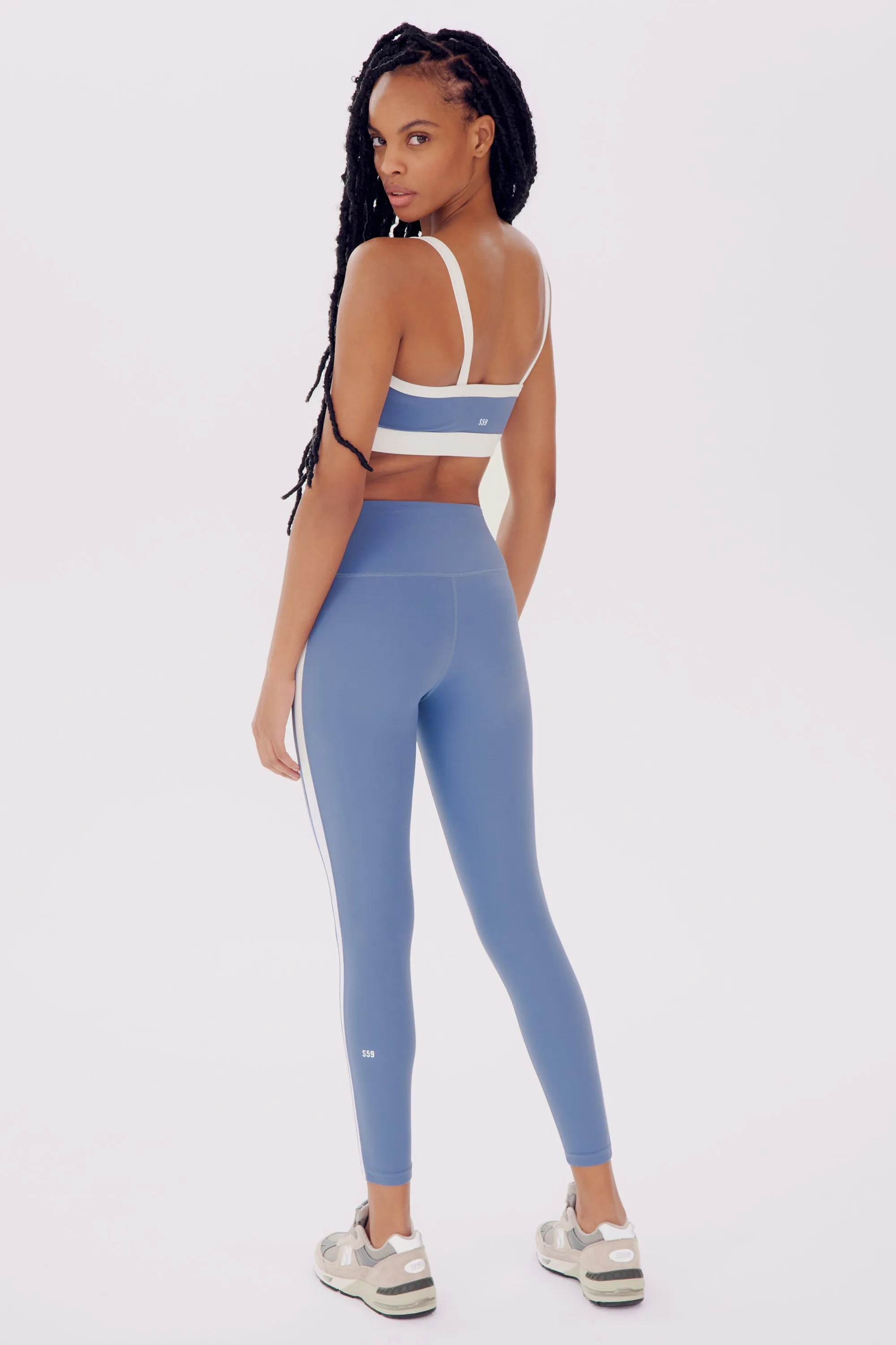 Monah Rigor Bra - Steel Blue/White