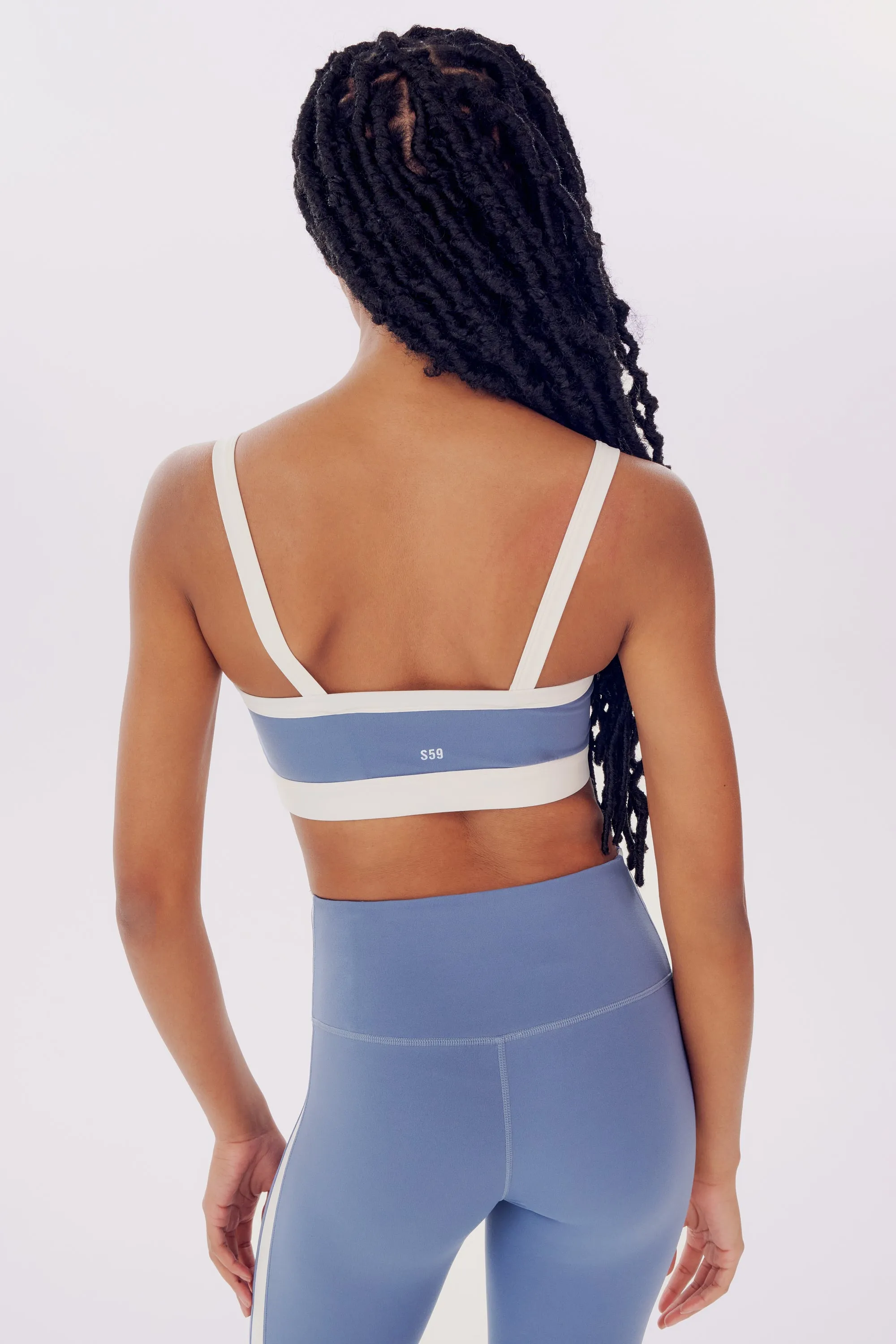 Monah Rigor Bra - Steel Blue/White