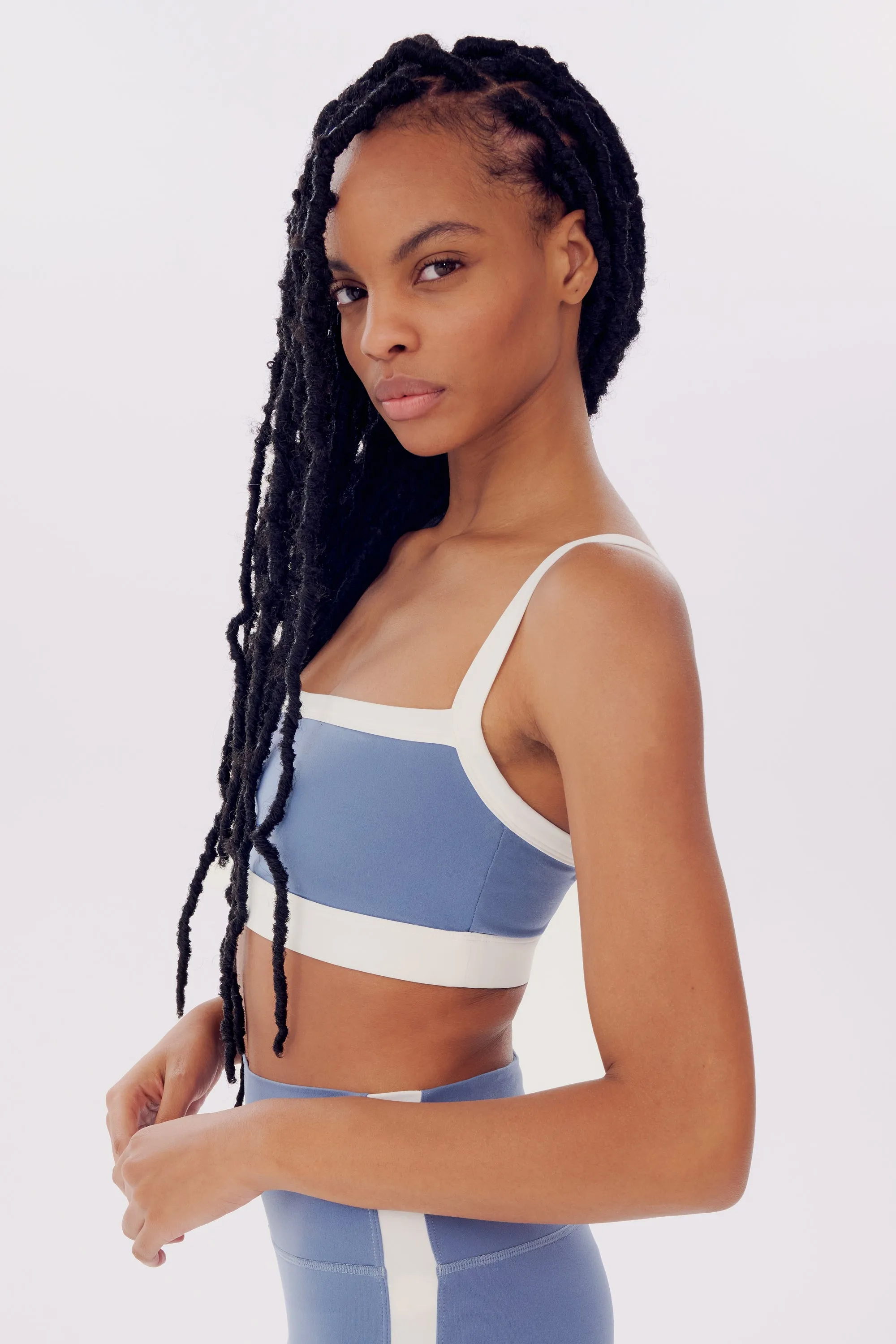 Monah Rigor Bra - Steel Blue/White
