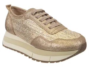 Naked Feet: KINETIC in GOLD RAFFIA Platform Sneakers
