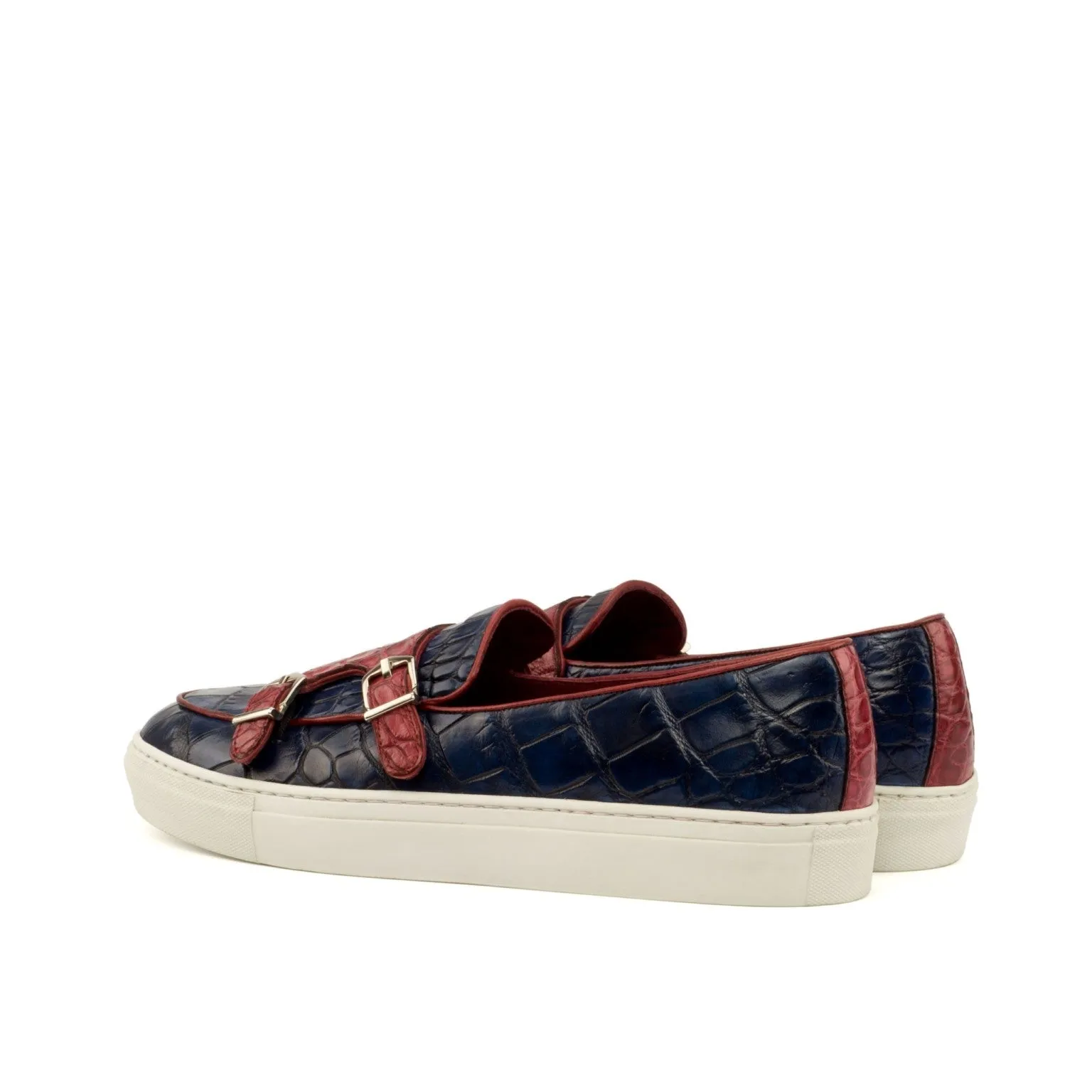 Navy & Red Alligator Double-Monk Sneakers