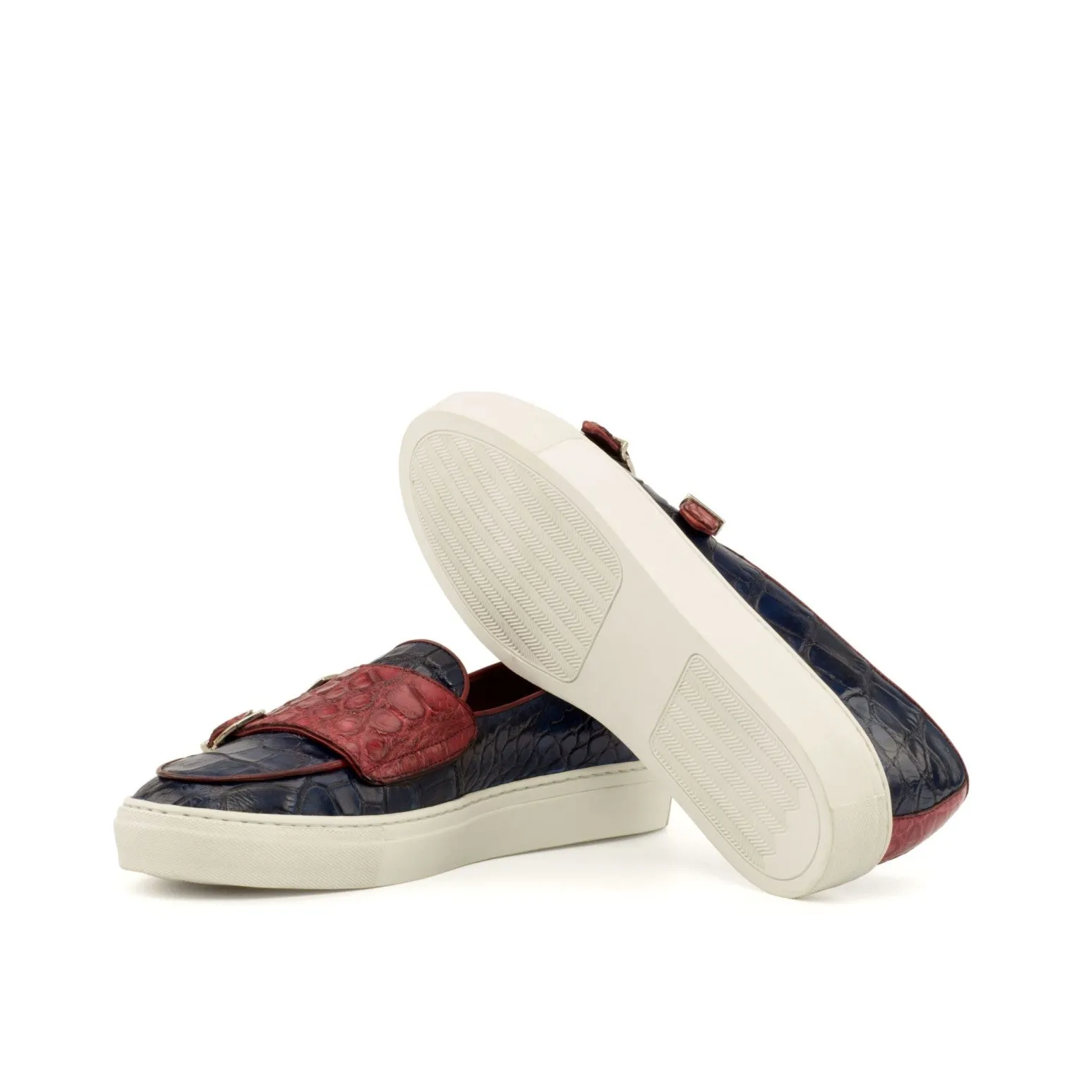 Navy & Red Alligator Double-Monk Sneakers