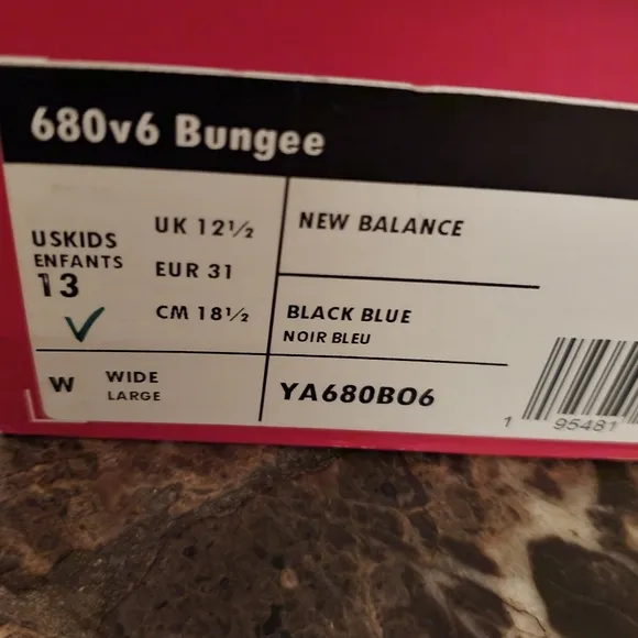 New Balance Kids 680v6 Bungee Black Blue 13c Wide New in box