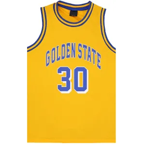New Men's Basketball Jersey Sports T Shirt Tee Vest Tops Gym Chicago Los Angeles, Yellow - Golden State 30, L