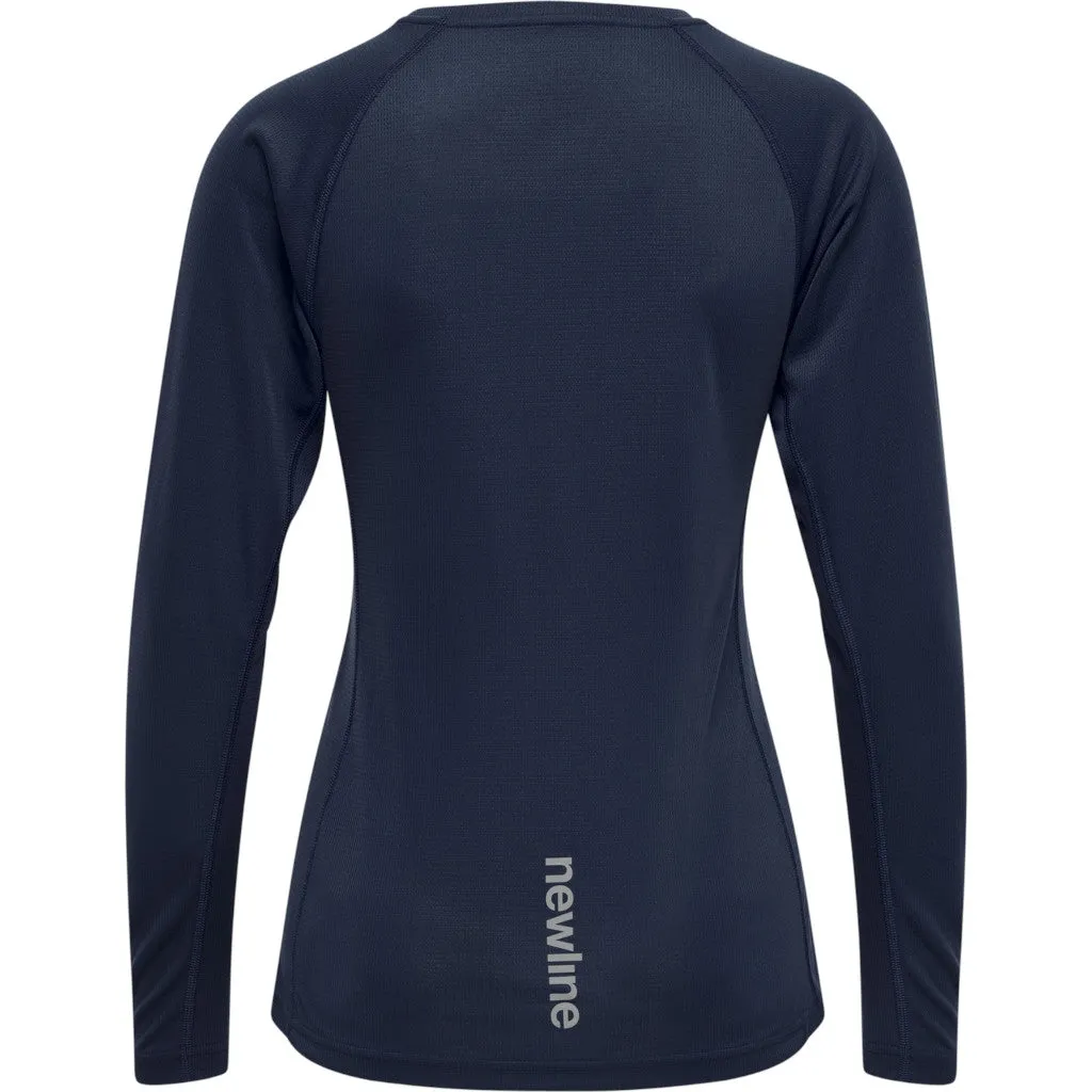 Newline Women Core Running T-Shirt L/S, Damen, black iris, dunkelblau