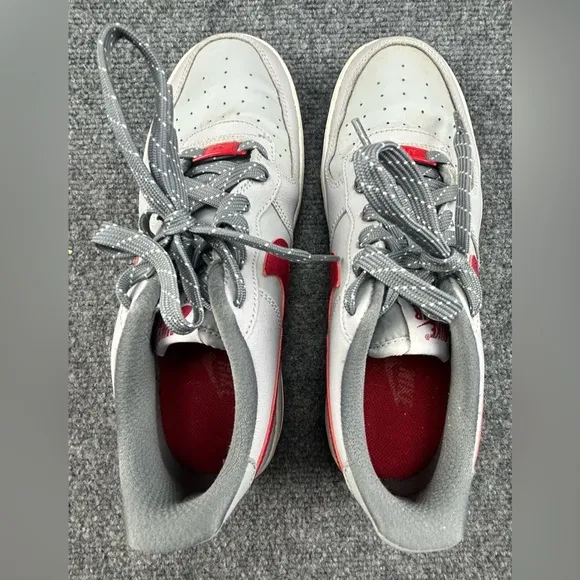 Nike Air Force 1 Gray and Red Leather Sneakers Size 7Y (8.5/9 Womens)