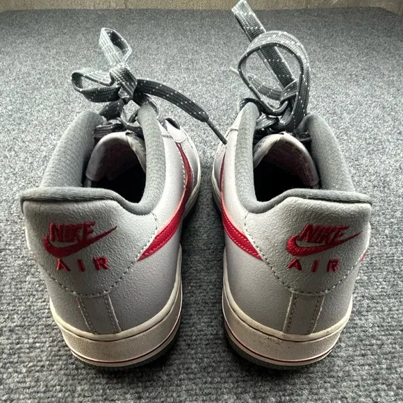 Nike Air Force 1 Gray and Red Leather Sneakers Size 7Y (8.5/9 Womens)