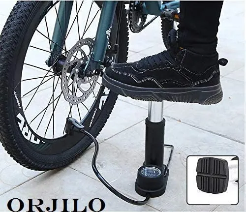 ORJILO Portable Mini Bike Pump/Cycle Foot Pump Foot Activated with Pressure Gauge Floor Bicycle Bikes Pump & Cycle Pump Bicycle Tire Pump for Road